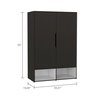 Tuhome Rosie Armoire, Two Open Shelves, Double Door, Five Shelves, Hanging Rod, Black/White CWB7137